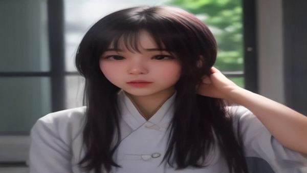 一位年轻女性在咖啡馆窗边独自思考，桌上摆着日记本和钢笔，温暖的自然光照射进来，象征通过情绪记录走出明明不喜欢的矛盾状态